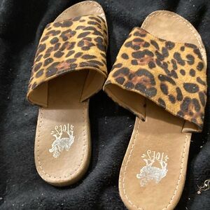 Leopard Print Slide Sandals